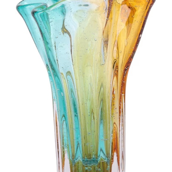 Hand Blown Multicolor Wide Mouth Petal Vase - Picture 2 of 3